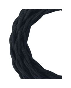 Bailey textielsnoer 3 meter 2x0,75 mm2 - zwart gedraaid (140308)