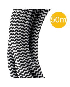 Bailey textielsnoer op rol 50 meter 2x0,75 mm2 - zwart/wit (140318)