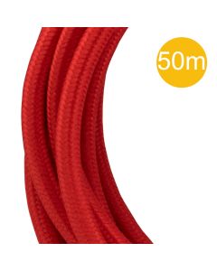 Bailey textielsnoer op rol 50 meter 2x0,75 mm2 - rood (140681)