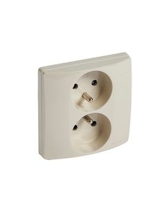 Legrand stopcontact 2-voudig met penaarde, kinderbeveiliging en spanklauwbevestiging - Niloé crème (396652)