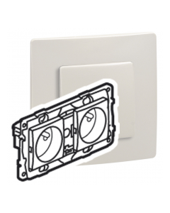 Legrand stopcontact 2-voudig voorbedraad met penaarde, kinderbeveiliging - Niloé crème (664845)