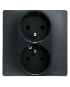 Legrand stopcontact 2-voudig met penaarde, kinderbeveiliging en spanklauwbevestiging - Niloé antraciet (6152857)