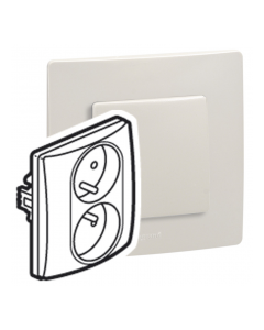 Legrand stopcontact 2-voudig met penaarde, kinderbeveiliging en spanklembevestiging - Niloé crème (664641)