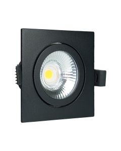 LED Republic waterdichte inbouwspot vierkant zwart 5W 450lm 2700K IP65 zaagmaat Ø75mm - diameter 85mm