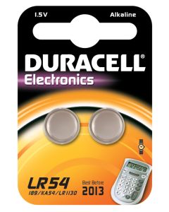 Duracell knoopcel batterijen alkaline LR54 1,5V verpakking 2 stuks (D052550)