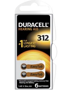 Duracell gehoorapparaat batterijen 312 - verpakking 6 stuks (D96077573)
