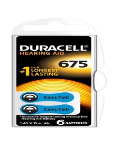 Duracell gehoorapparaat batterijen DA 675 - verpakking 6 stuks (D96077580)