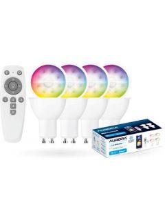 Aurora AOne Connect.Control smart kit - 4 LED spots GU10 + afstandsbediening 2700-5000K RGB+W (AU-A1BTGUCWK)