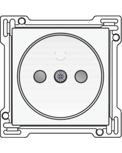 Niko afwerking voor stopcontact zonder aarding met kinderveiligheid inbouwdiepte 21mm - Pure Steel White (154-66501)