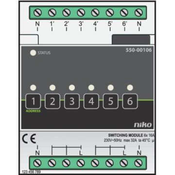 Niko schakelmodule 6-voudig opbouw - Home Control (550-00106)