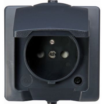 Kopp opbouw stopcontact 1-voudig met penaarde IP44 - Nautic antraciet (107915009)
