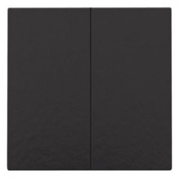 Niko centraalplaat voor dubbele elektronische schakelaar of drukknop - Pure Bakelite Piano Black (200-31004)