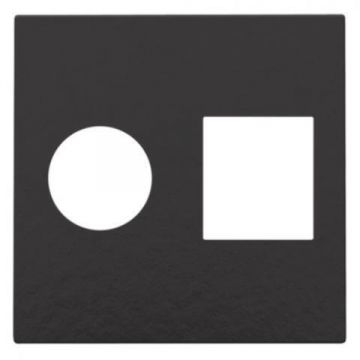 Niko centraalplaat voor combinatie coax met RJ45 - Pure Bakelite Piano Black (200-65702)