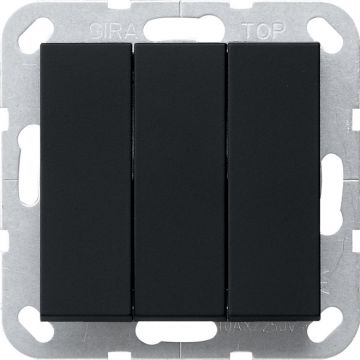 Gira wipdrukcontact Brits 3V maakcontact systeem 55 zwart mat (2844005)