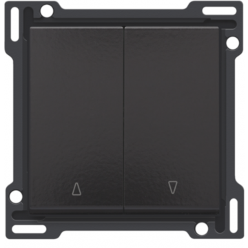 Niko centraalplaat voor tweevoudige rolluikdrukknop - Pure Bakelite Piano Black (200-65914)