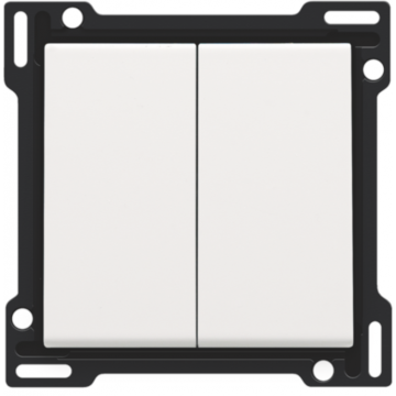 Niko centraalplaat voor serieschakelaar, wisselschakelaar + drukknop N.O., dubbele wisselschakelaar of dubbele drukknop N.O. of N.G.- Pure Steel White (154-61505)