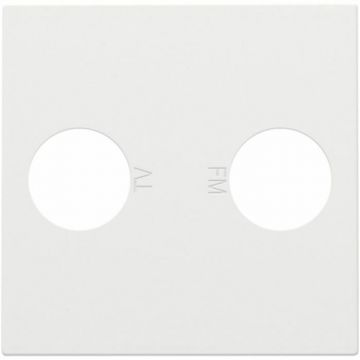Niko centraalplaat voor 2 enkelvoudige coaxaansluitingen voor TV/FM en Telenet Interkabel - Pure Steel White (154-69702)