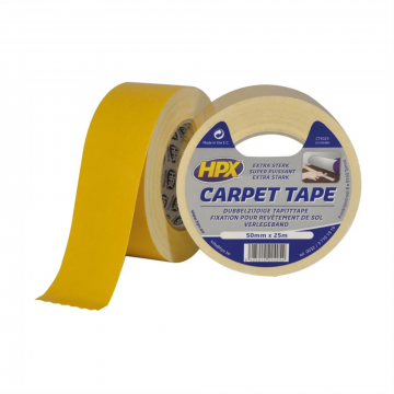 HPX dubbelzijdig tapijttape 50mm x 25 meter wit (CT5025)