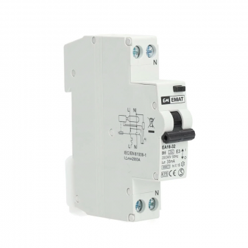 EMAT differentieelautomaat 1-polig+nul 6A B-curve 30mA (85006000)