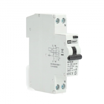 EMAT differentieelautomaat 1-polig+nul 6A C-curve 30mA (85006001)