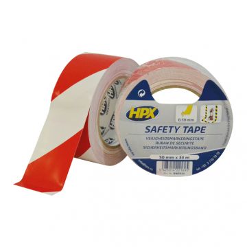 HPX afzettape 50mm x 33 meter wit/rood (RW5033)