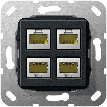 Gira MJ RJ45 Cat6A 10Gbit 4v kppl. Basiselement - zwart