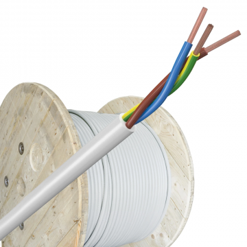 Helukabel VTMB (H05VV-F) kabel 3x2.5mm2 wit per haspel 500 meter