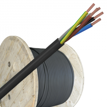 Helukabel VTMB (H05VV-F) kabel 5x0.75mm2 zwart per haspel 500 meter
