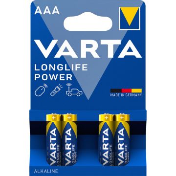 Varta longlife Power AAA Alkaline LR03 1,5V blister van 4 stuks (371110)