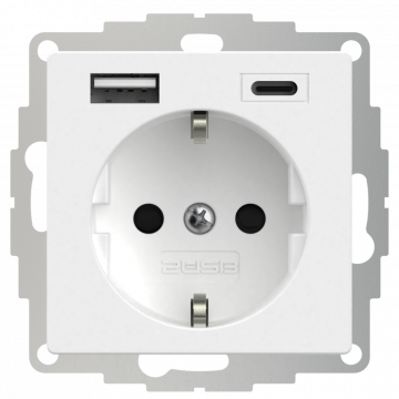 2USB universeel stopcontact met 2x USB 55x55 InCharge Pro 55 EU 15W 3A (USB A + C) - wit mat (2U-449528)