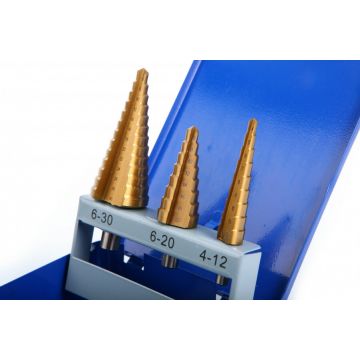 HBM 3 delige HSS - tin gecoate trapgatborenset / stappenborenset/ piramideborenset