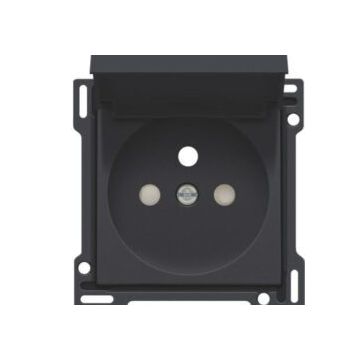 Niko centraalplaat voor stopcontact met klapdeksel, penaarde en kinderveiligheid inbouwdiepte 28,5mm - Intense Antraciet (122-66603)