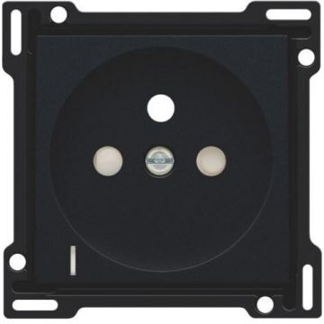 Niko centraalplaat voor stopcontact met penaarde, kinderveiligheid en spanningsaanduiding inbouwdiepte 34mm - Intense Matt Black (161-66607)