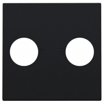 Niko centraalplaat voor 2 enkelvoudige coaxaansluitingen voor TV/FM en een Telenet Interkabel - Intense Matt Black (161-69702)