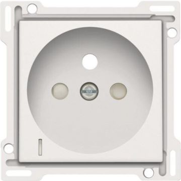 Niko centraalplaat voor stopcontact met penaarde, kinderveiligheid en spanningsaanduiding inbouwdiepte 34mm - Pure Steel White (154-66607)