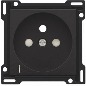 Niko centraalplaat voor stopcontact met penaarde, kinderveiligheid en spanningsaanduiding inbouwdiepte 34mm - Pure Bakelite Piano Black (200-66607)