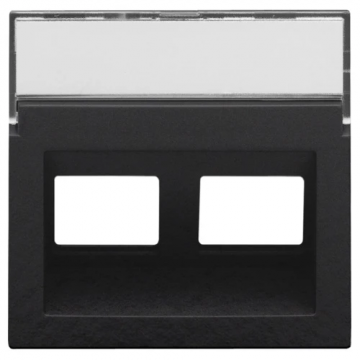 Niko centraalplaat data 2x RJ45 schuine uitgang piano black coated (200-65400)