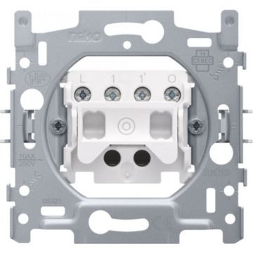 Niko drukknop impulsdrukker schakelaar met vier aansluitklemmen NO of NG 10A met schroefklemmen en klauwen (170-03000)
