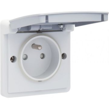 Niko Hydro waterdicht stopcontact - grijs -  met penaarde 16A 250V met insteekklemmen (zonder opbouwbehuizing) (700-36605)