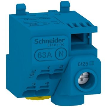 Schneider Electric nulleiderklem 5 aansluitingen blauw (LGYT1N05)