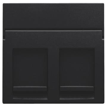 Niko centraalplaat voor tweevoudige UTP/STP data contactdoos - Intense Matt Black / Pure Steel Black (161-65200)