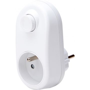 Kopp adapter verloopstekker domino met dimmer LED 3-24W 1-voudig met penaarde kinderbeveiliging - wit