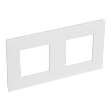 Legrand afdekplaat stopcontact 2-voudig 71mm centerafstand horizontaal - Valena Next Wit Opaal (741102)