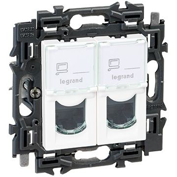 Legrand UTP 2-voudig cat6 volledig apparaat RJ45 met spanklauwen - Valena Next Wit Opaal (741571)