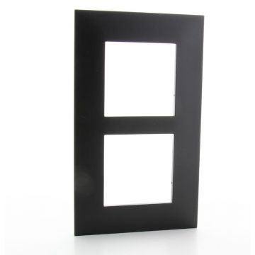 Legrand afdekplaat stopcontact 2-voudig 57mm centerafstand - Valena Next Zwart Gefumeerd (741158)