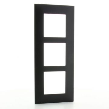 Legrand afdekplaat stopcontact 3-voudig 57mm centerafstand - Valena Next Zwart Gefumeerd (741159)