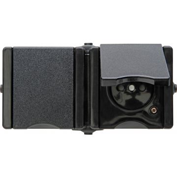 Kopp stopcontact 2-voudig penaarde met klapdeksel IP44 horizontaal - ProAQA zwart (954905008)