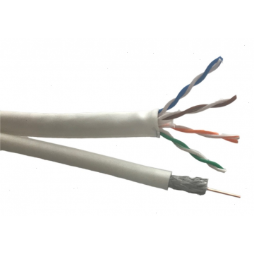 Technetix combi-kabel coax RG59T 75 Ohm en UTP CAT6 100 meter - wit (19012510)