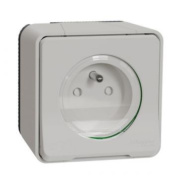 Schneider Electric opbouw stopcontact 1-voudig met penaarde IP55 - Mureva wit (MUR39030)