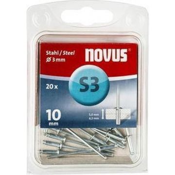 Novus rivet blinkklinknagel S3 X 10 acier S, 20 pcs. (045-0034)